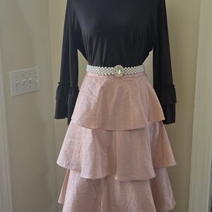 Dainty Jewells Pink Ruffle Layered Skirt Size Med